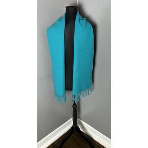 Susan Bristol Women's Scarf 100% Merino Wool Teal Fringe Neck Wrap One Size